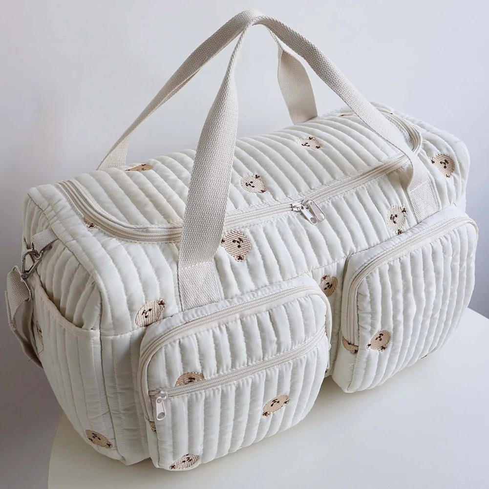 Quilted Baby Diaper Bag – Large Capacity Cute Mommy Duffle Bag