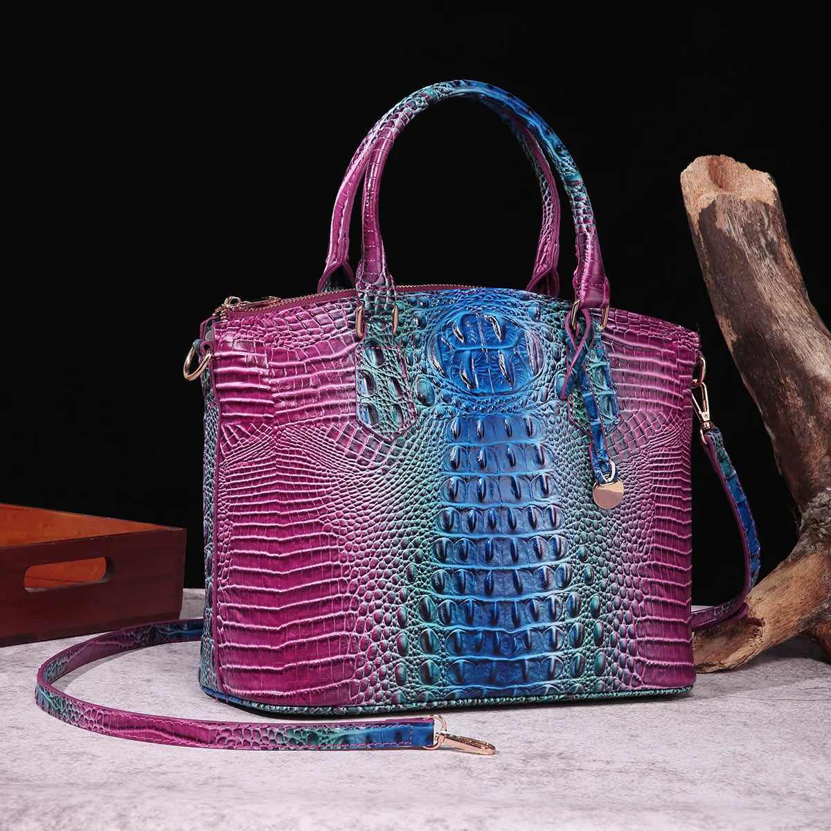 Fashion Colorful Alligator Style Handbag – Retro Crocodile Pattern PU Leather