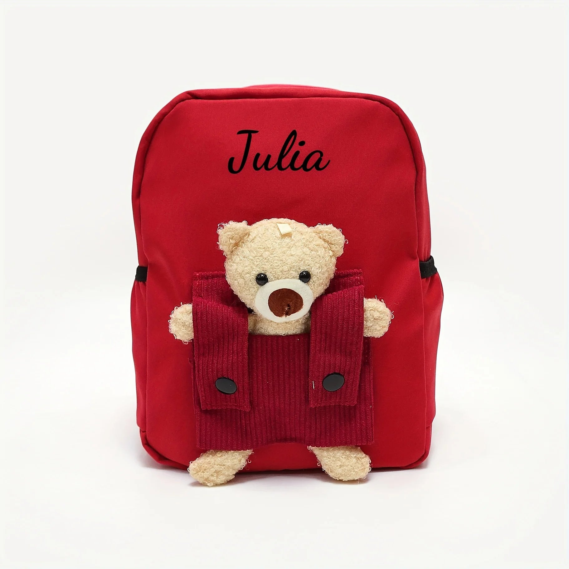 Cute Bear Plush Backpack – Custom Embroidered Name School Bag for Children