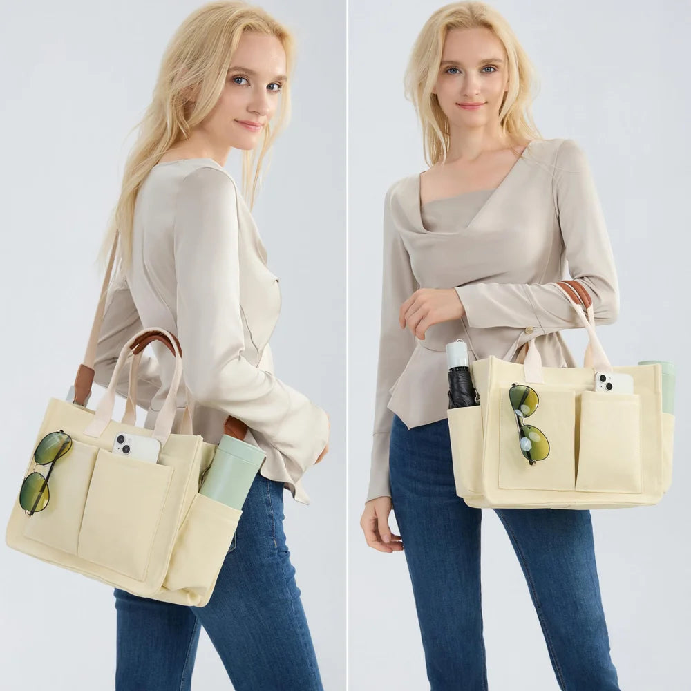 Durable Canvas Laptop Bag – Stylish Mommy Bag & Daily Handbag