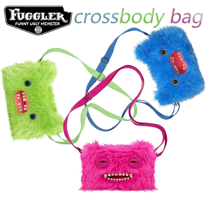 Original Fuggler Crossbody Bag Plush Toy – Cute Mr. Buttons Doll Bag