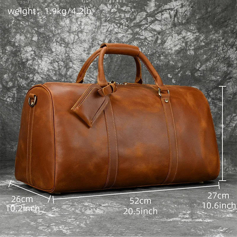 Retro Leather Weekender Bag – Large Travel Duffel Bag