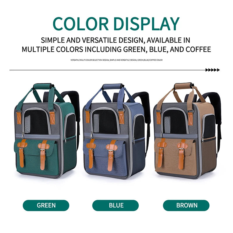 Spacious Pet Travel Backpack – Large Capacity Portable Carrier Bag for Cats & Dogs