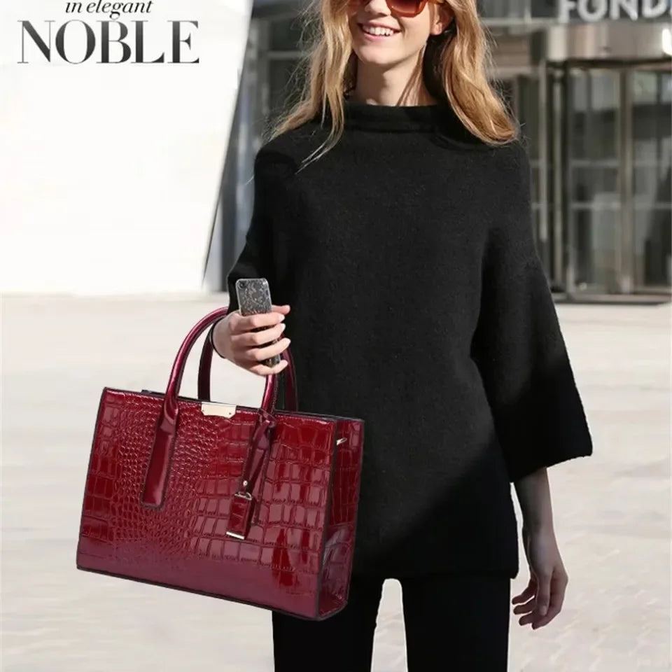 Large Capacity Crocodile Pattern – Luxury PU Leather Handbag