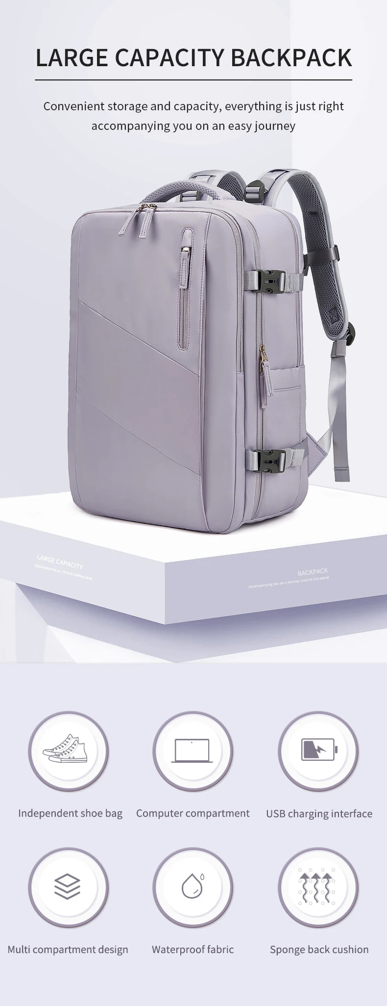 Sleek Waterproof Travel Backpack