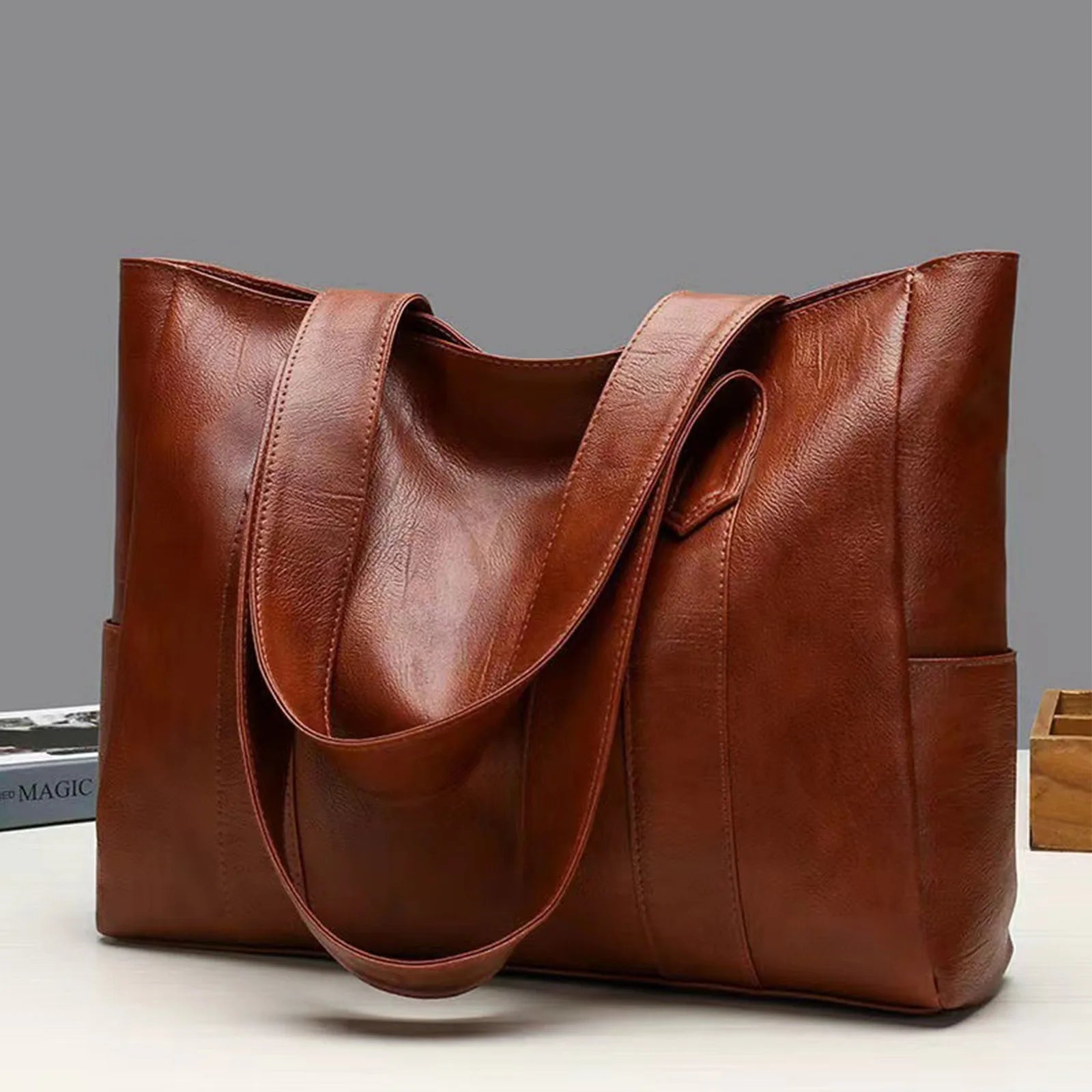 Soft Leather Tote Shoulder Bag