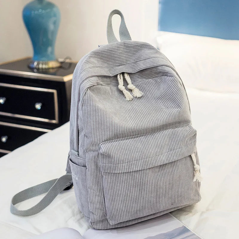 Spacious Corduroy Backpack