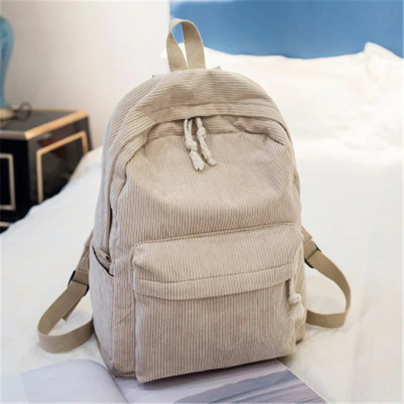 Spacious Corduroy Backpack
