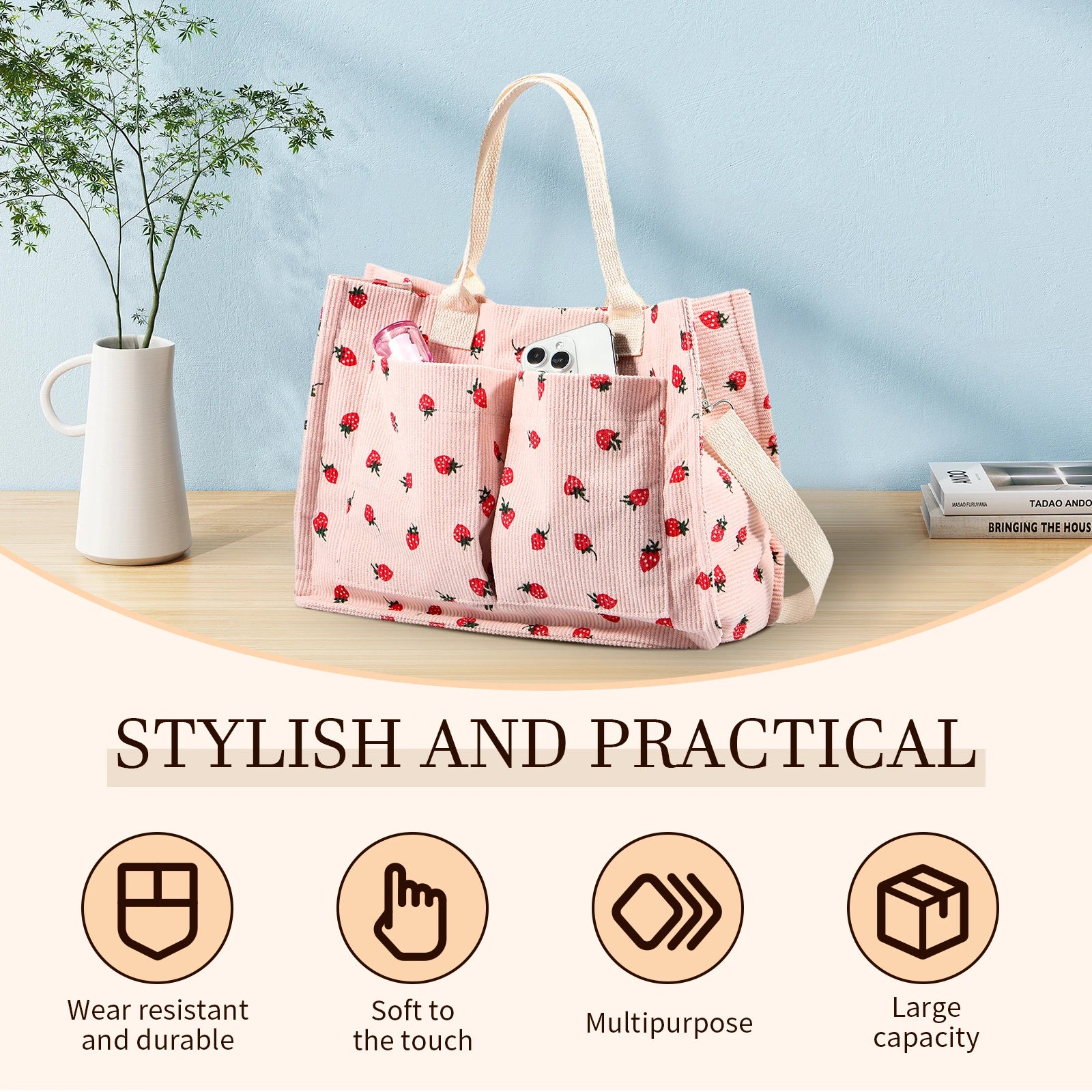 Strawberry Design Tote Shoulder Bag