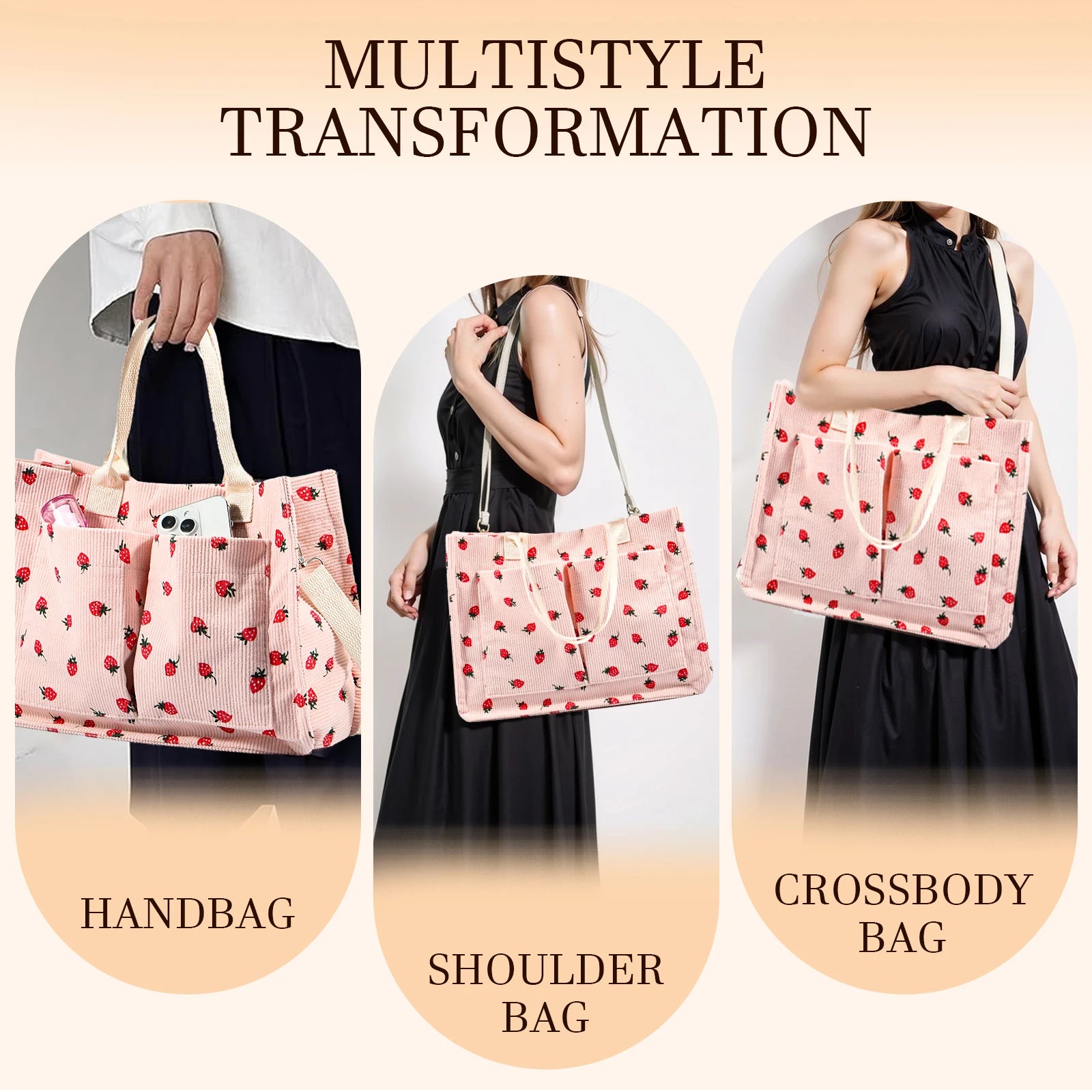 Strawberry Design Tote Shoulder Bag