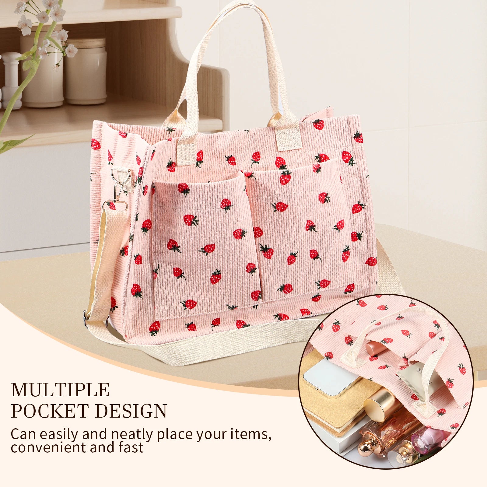 Strawberry Design Tote Shoulder Bag