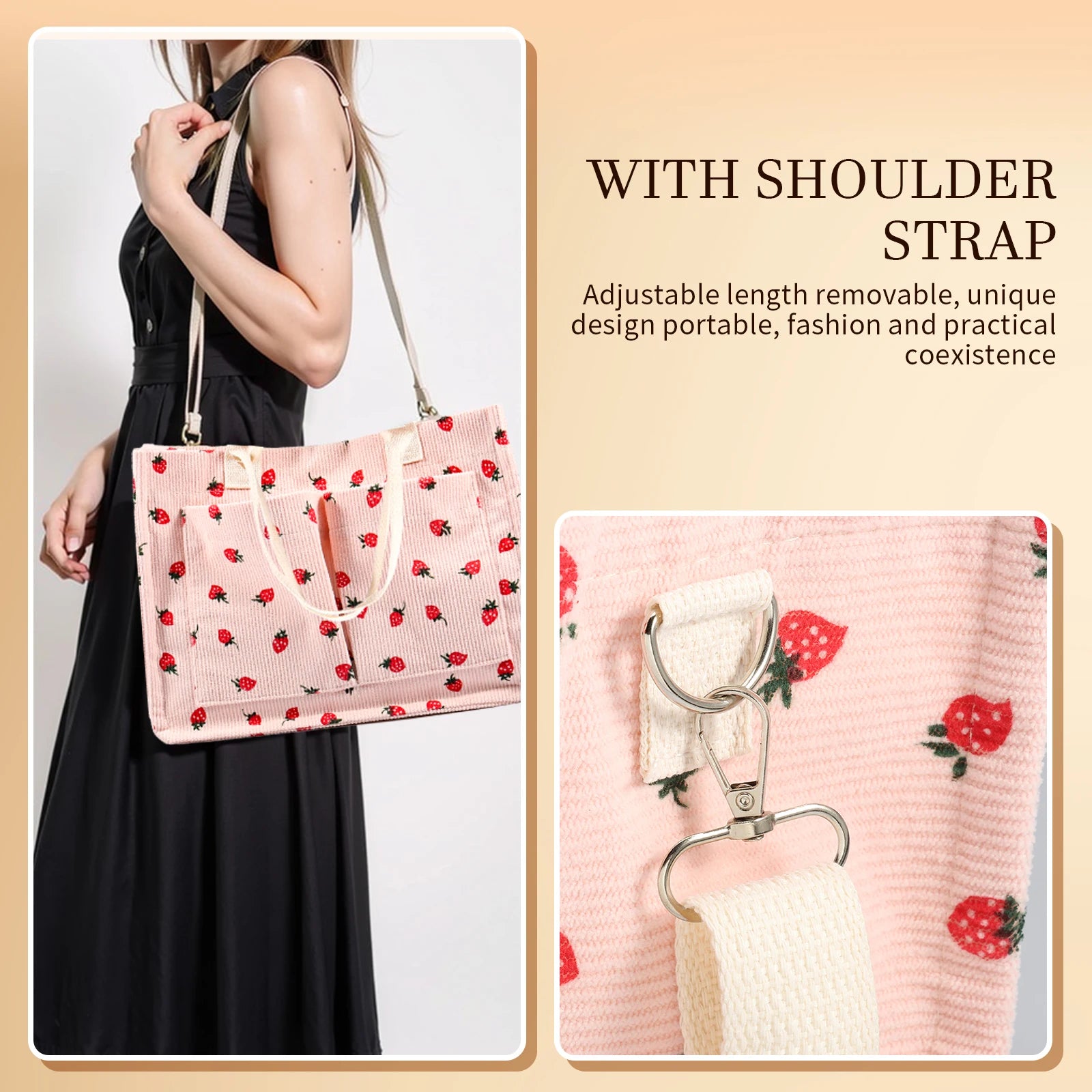 Strawberry Design Tote Shoulder Bag