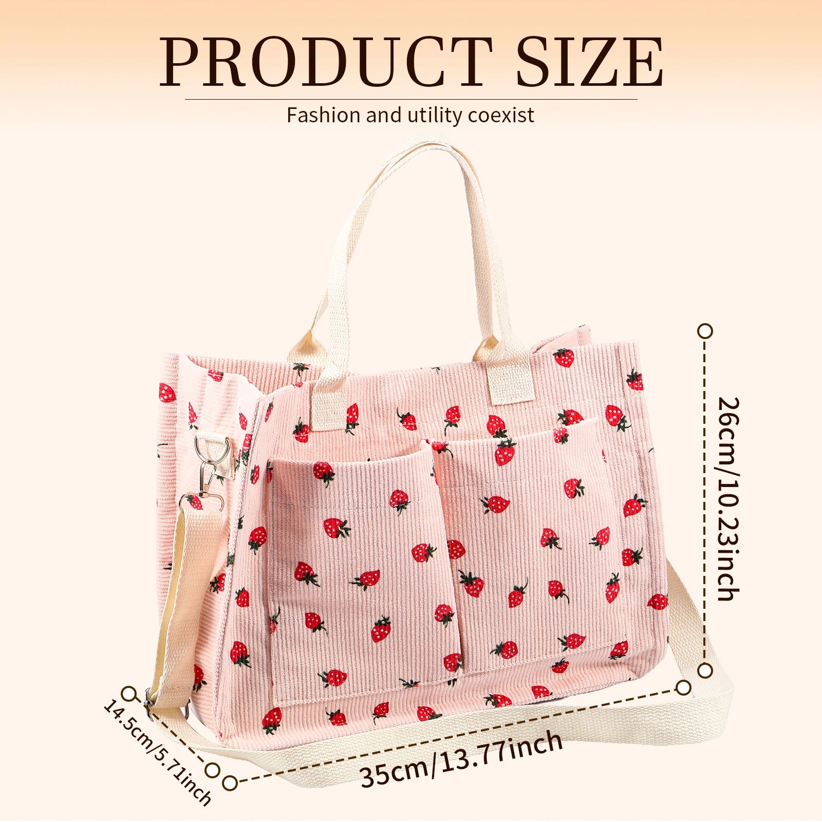 Strawberry Design Tote Shoulder Bag