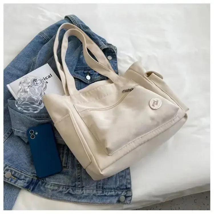 Trendy Canvas Shoulder Tote Bag
