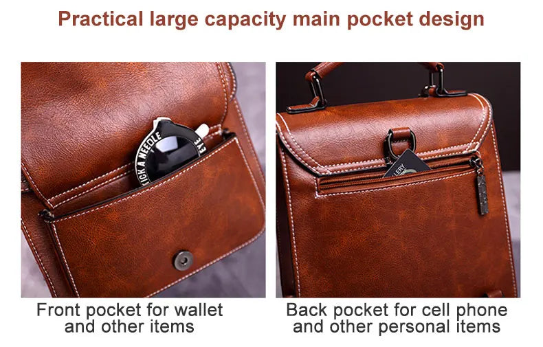 Retro PU Leather Backpack