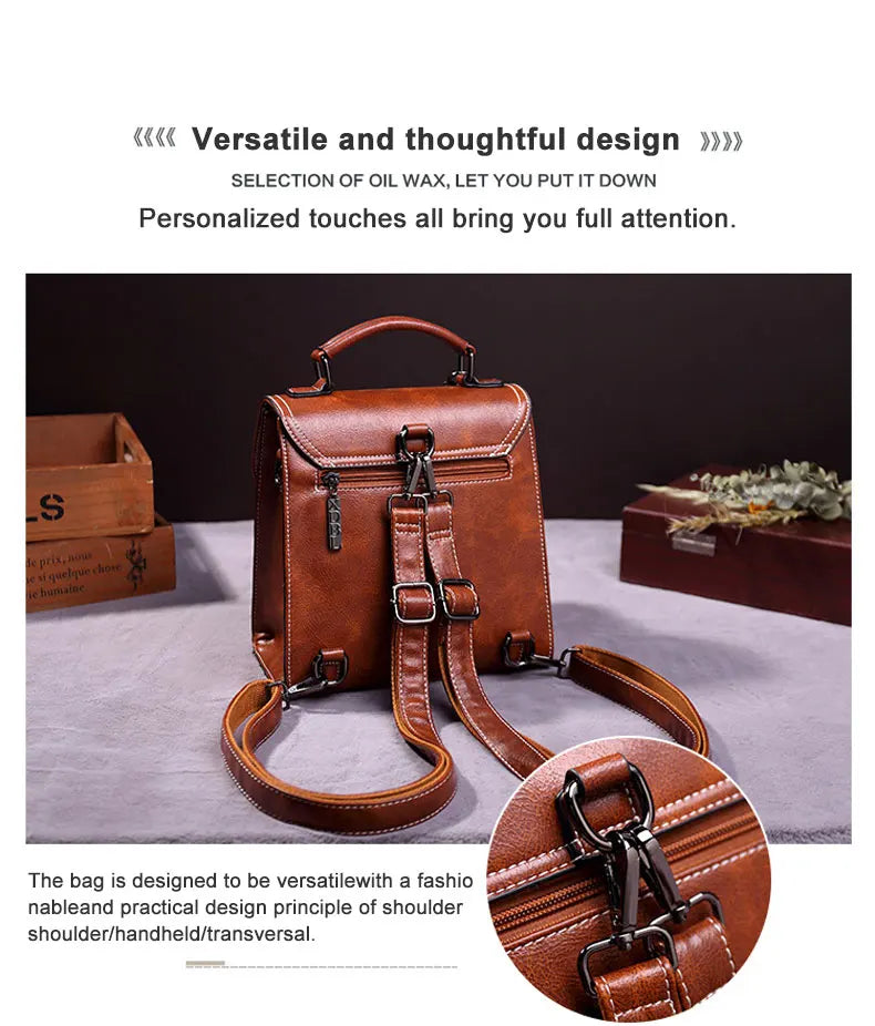 Retro PU Leather Backpack