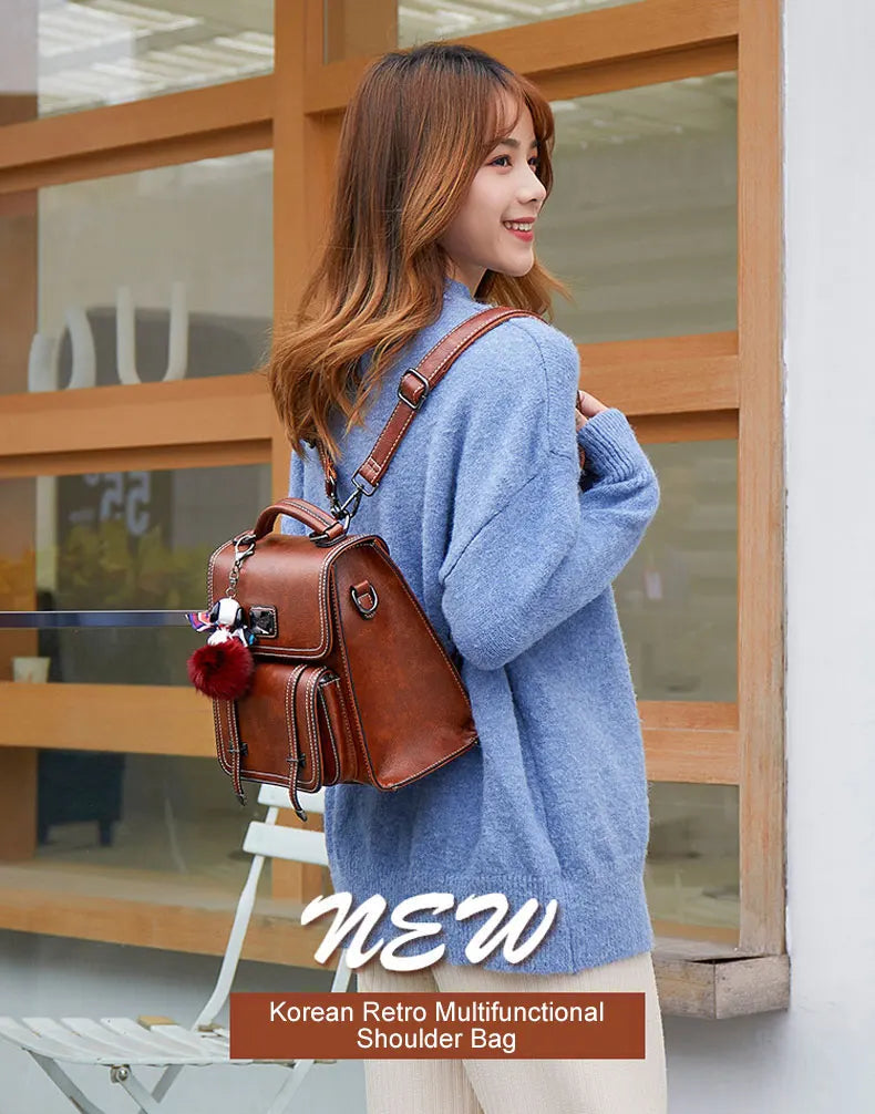 Retro PU Leather Backpack