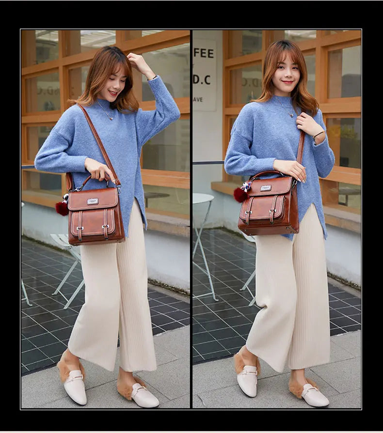 Retro PU Leather Backpack