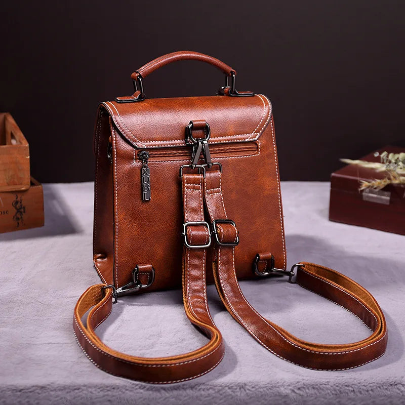 Retro PU Leather Backpack