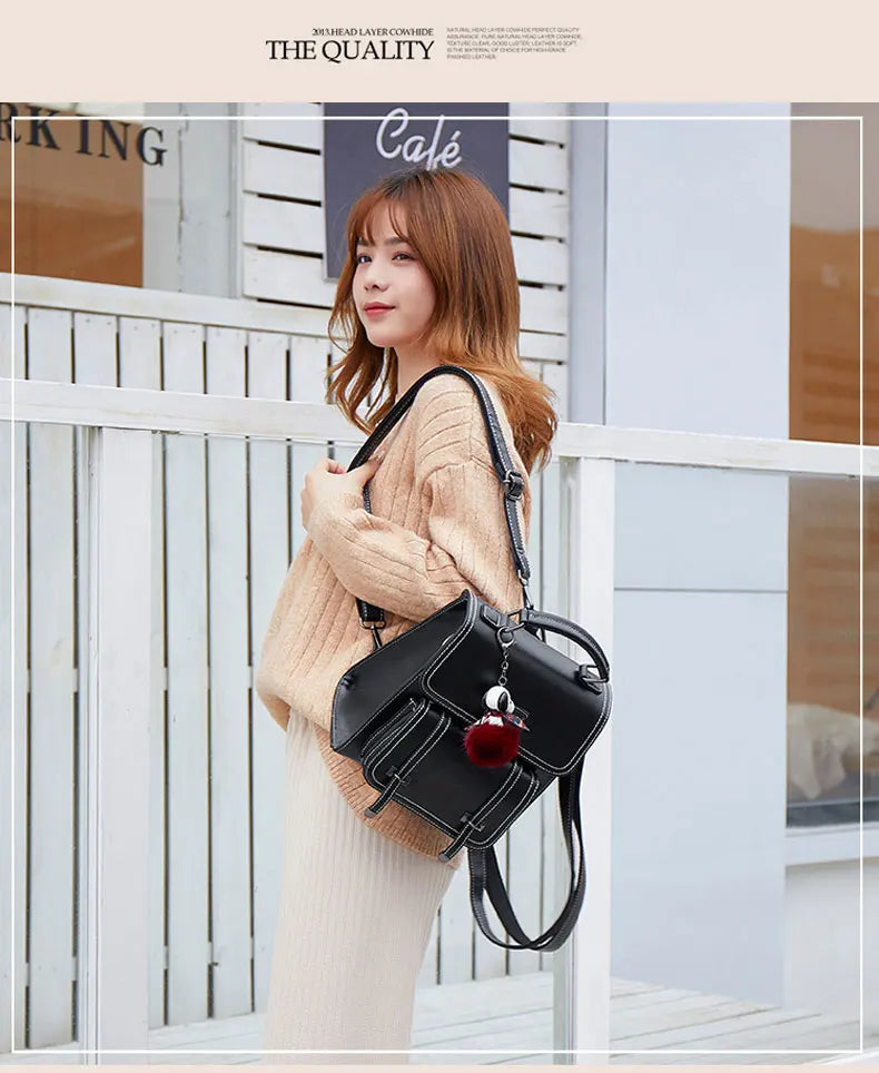 Retro PU Leather Backpack
