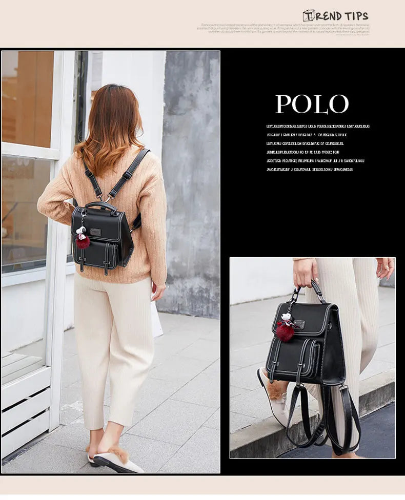 Retro PU Leather Backpack