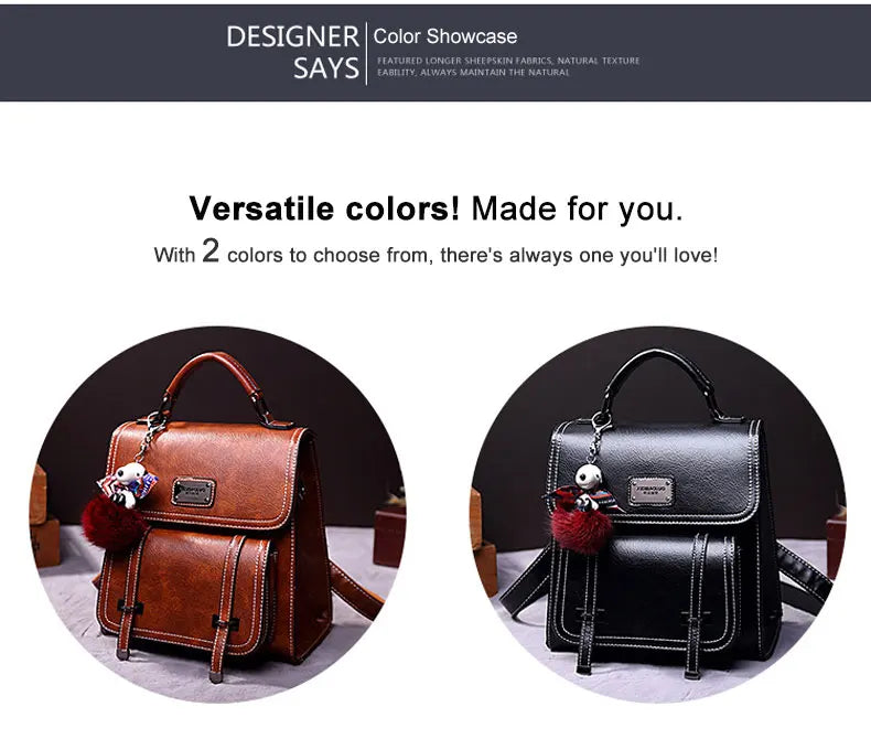 Retro PU Leather Backpack