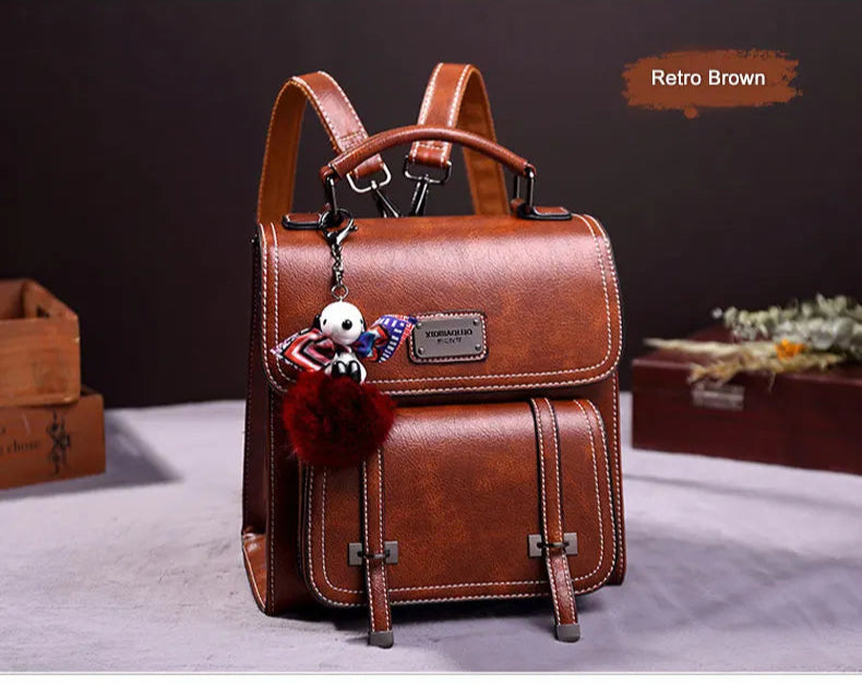 Retro PU Leather Backpack