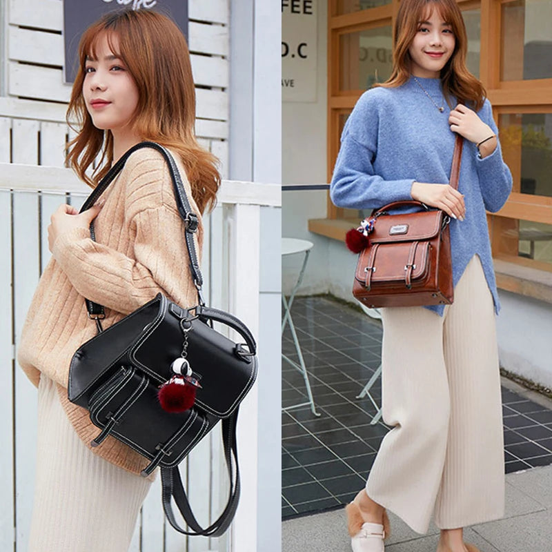 Retro PU Leather Backpack