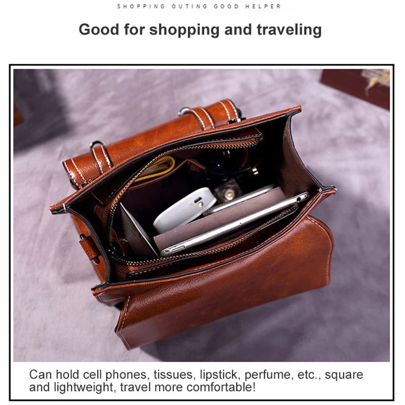 Retro PU Leather Backpack