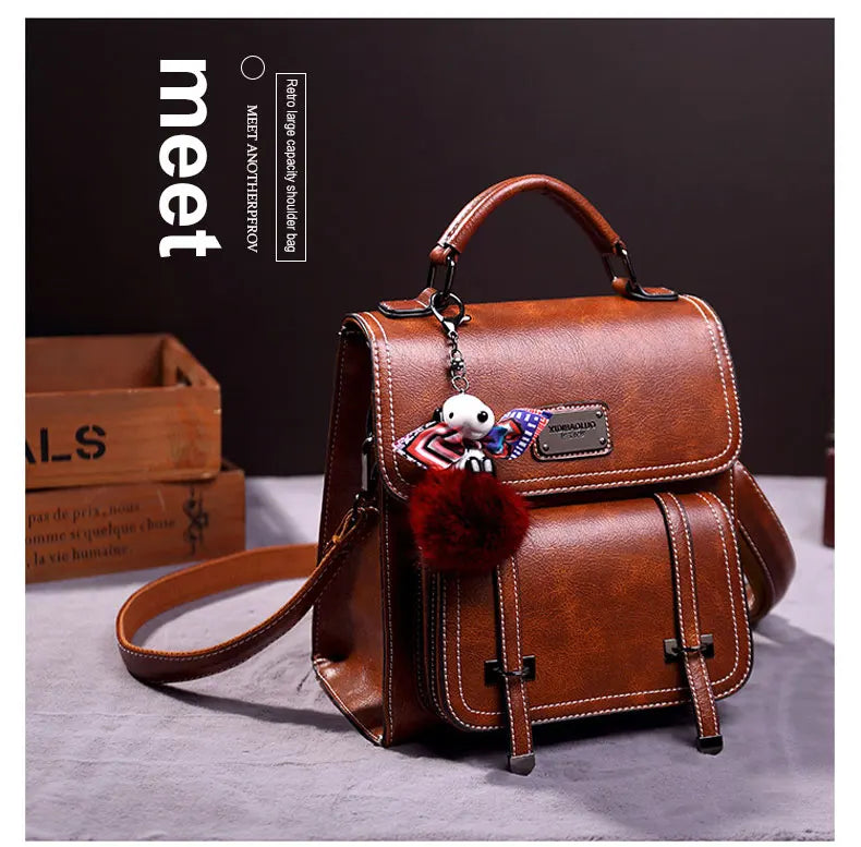 Retro PU Leather Backpack