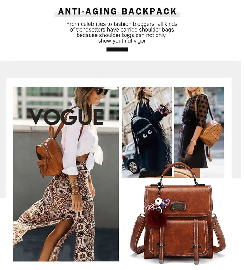 Retro PU Leather Backpack