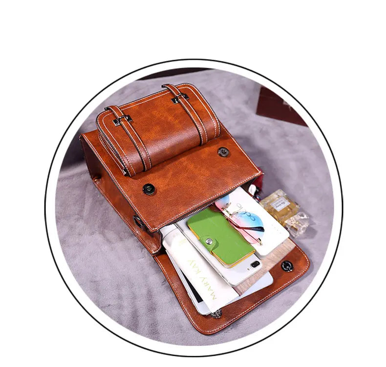 Retro PU Leather Backpack