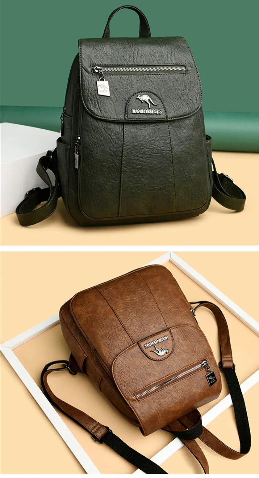 Vintage Soft Leather Women’s Backpack