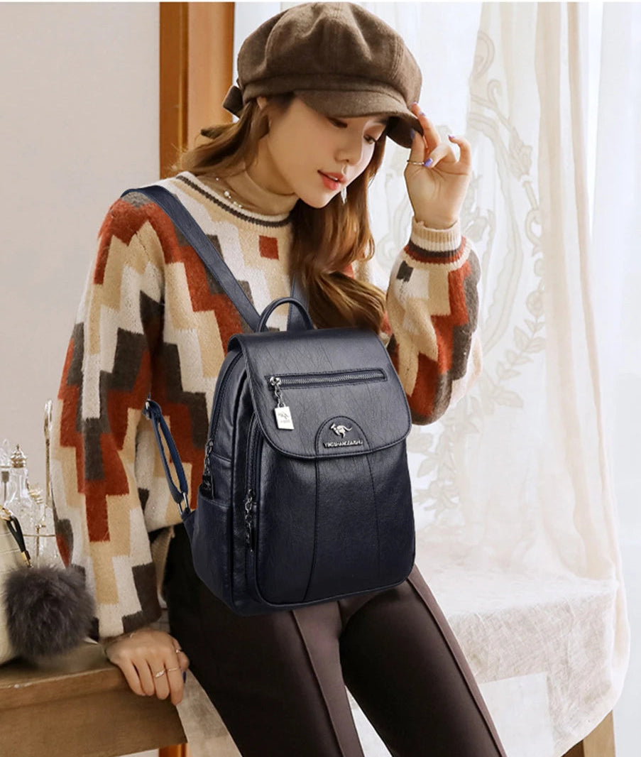 Vintage Soft Leather Women’s Backpack