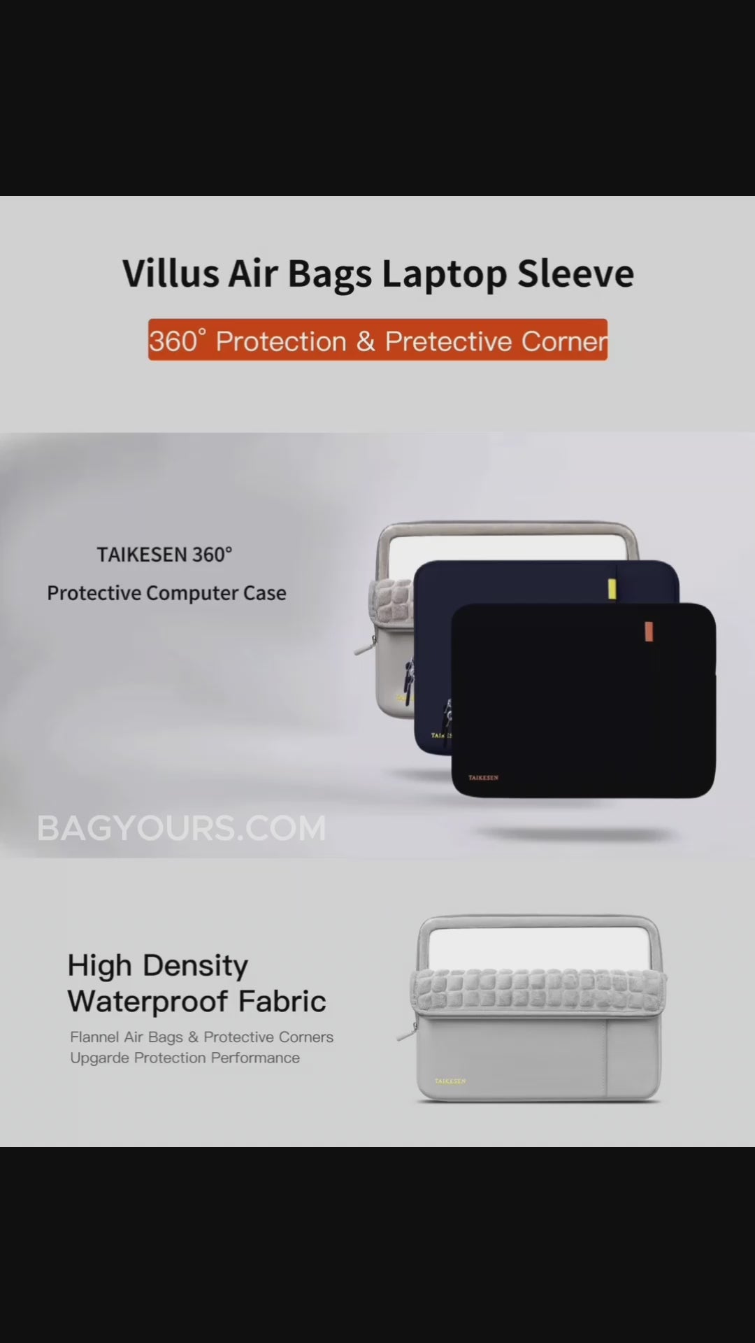 Load video: Lightweight Laptop Sleeve Bag – Fits MacBook M1/M2/M3, HP, Dell, 13.3–16 Inch