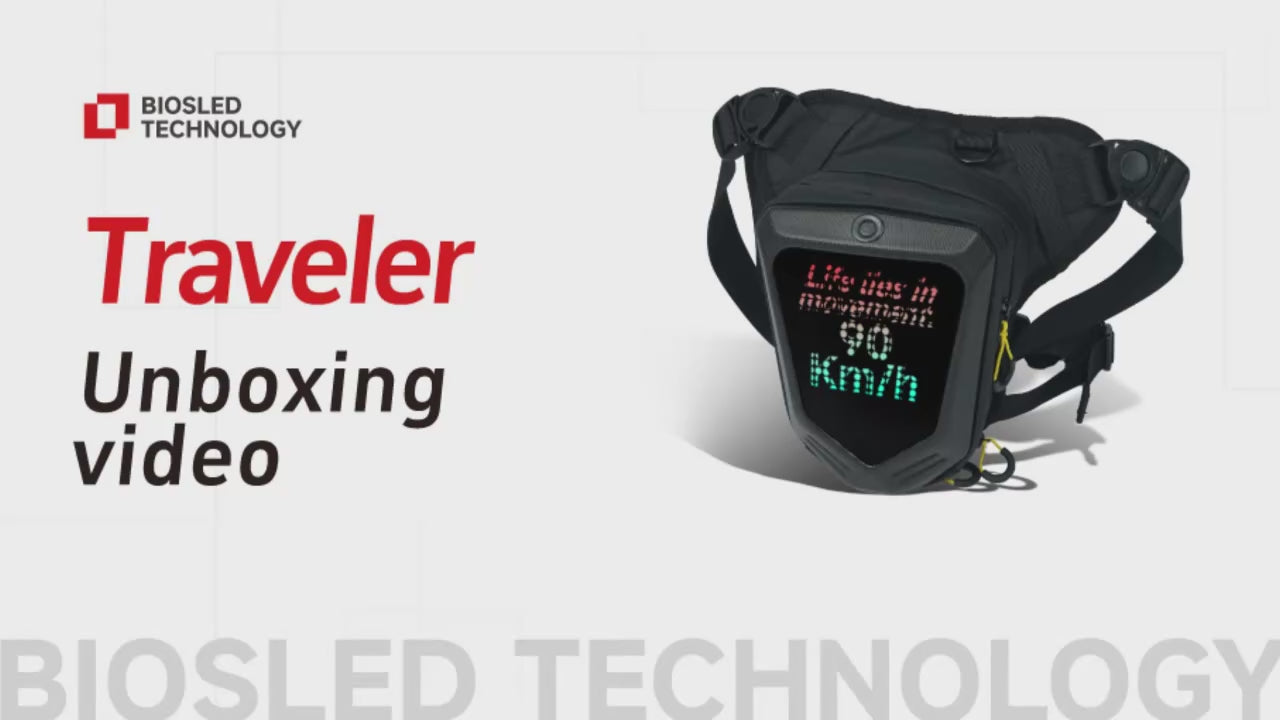 Load video: LED Screen Motorcycle Leg Bag – Waterproof Multifunctional Crossbody Riding